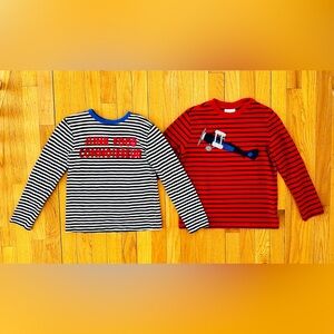 J Crew Crewcuts & Hanna Andersson Striped Long Sleeved T-Shirts Red Black White
